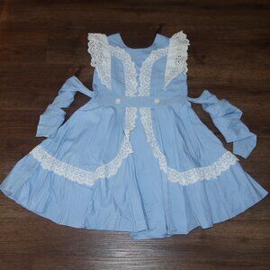 Girls Vintage Celeste New York Light Blue White Lace Trim Elegant Spring Dress 7